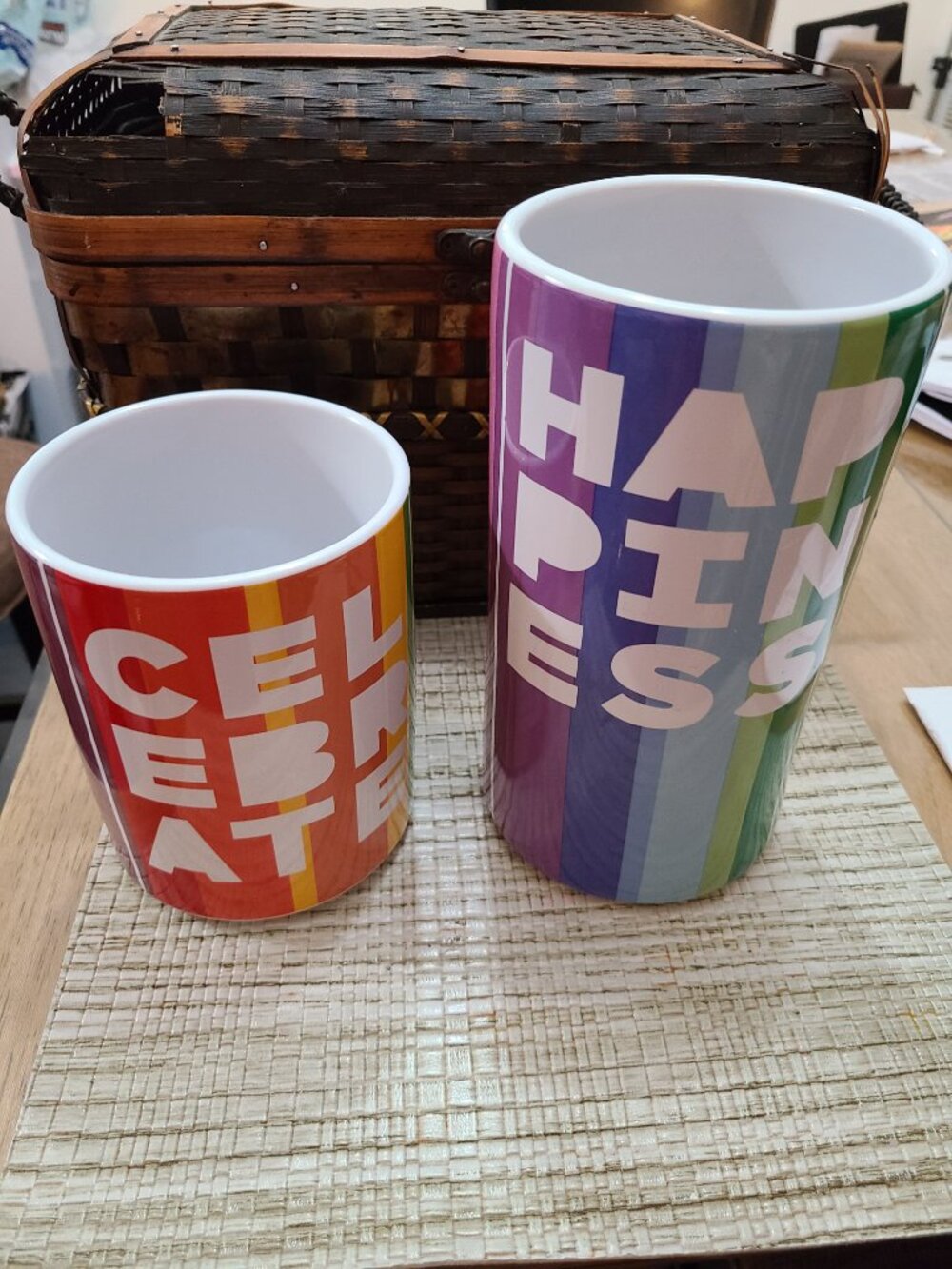 Pair of Novogratz Contemporary Graphic Multicolor Cannisters Vases